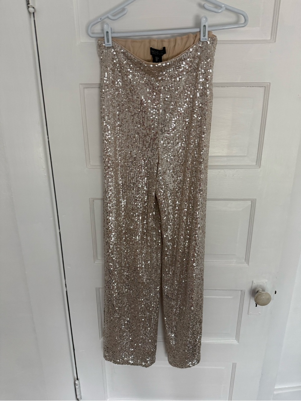 Rachel Zoe wide legs sequin pants Champagne almost